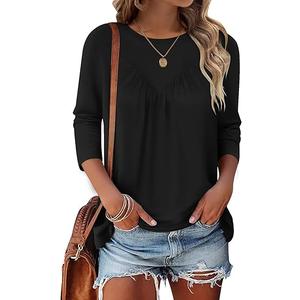 Brand: INNOVATOP Womens Tops 3/4 Sleeve T Shirts Summer Spring Fall 2026 Basic Casual Ruched Blouses Fashion Trendy Outfits Clothes, Medium