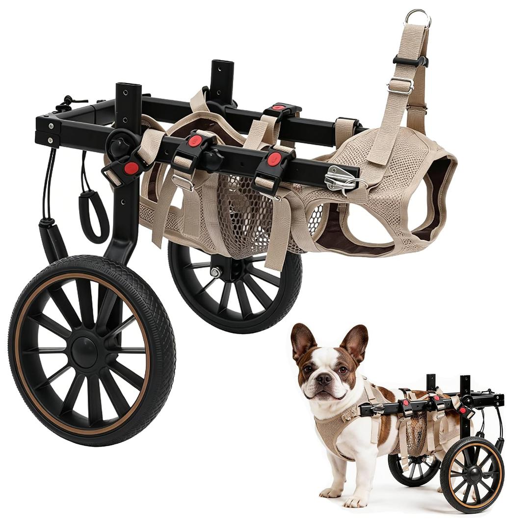 Dog Wheelchair for Back Legs, 2-Wheel Adjustable Mobility Aid for Large Dogs, Lightweight Aluminum Alloy Frame with Large Rubber Shock-Absorbing Wheels, Size XL