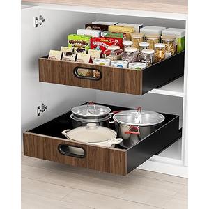 1 Pack Pull Out Drawer for Cabinet 14"W x 21"Deep, Metal Slide Out Drawers Fixed with Adhesive Nano Film, Roll Out Shelf Sliding Cabinet for Pots, Bathroom, Pantry, Under Sink