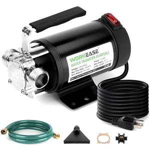 Electric Water Transfer Pump 120V, 330 Gallon Utility Water Pumps with On/Off Switch Portable Transfer Pump for Pool Draining with 6 FT Water Hose Remove Water from Garden Hot Tub Basement(Black)