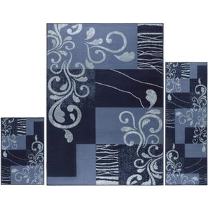 Home Dynamix Ariana Galil Area Rug 3 Piece Set (4'11" x6'11,1'8 x4'11,1'8 x2'8), Geometric Blue (3 Piece Set, Blue/Dark Blue Swirl) Home Dynamix Ariana Galil Area Rug 3 Piece Set (4'11" x6'11,1'8 x4'11,1'8 x2'8), Geometric Blue (3 Piece Set, Blue/Dark Blue Swirl)