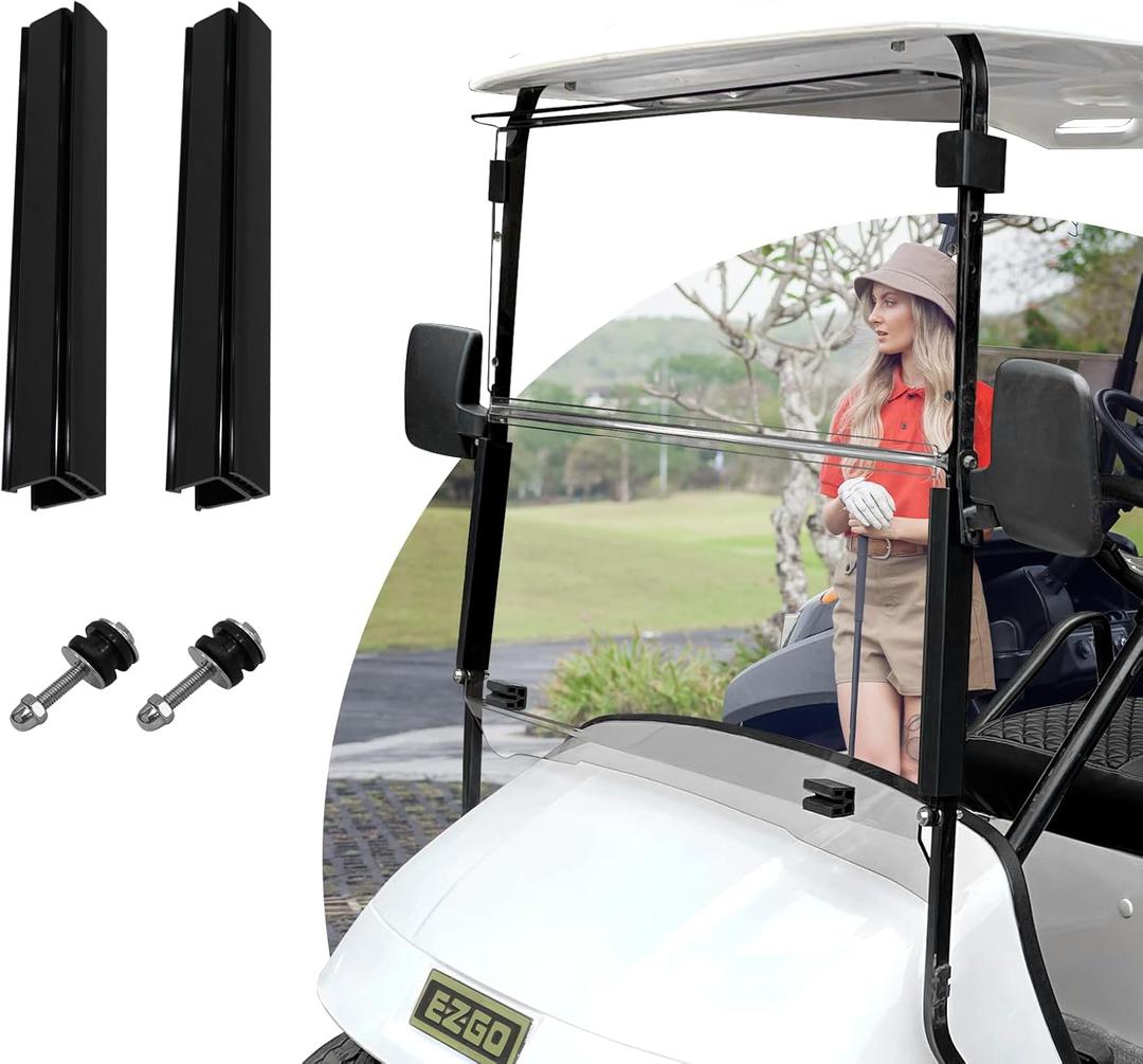 Golf Cart Windshield for EZGO TXT Gas and Electric Models, EZ GO TXT Windshield Fit for 1995-2013 e zgo txt Golf cart, Front Clear Windshield, Foldable Windshield Anti-UV Impact Resistant