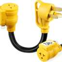 NEMA N10-50P 50Amp to Dryer Plug to 6-20R EV Charger Adapter, 50A 250V 3-Prong Dryer Plug to 20A 250V 6-20R, 10-30P to 6-20R Power Cord for EV Car Charging at Dryer Outlet