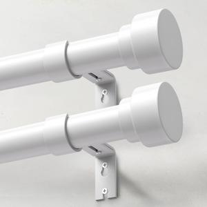 IFELS 2 Pack Heavy Duty Curtain Rods for Windows 48 to 84 Inch, 1 Inch White Adjustable Curtain Rod Set with Easy Installation and Modern Design (A1,White,30-90",2Pack)