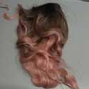 Ombre Pink Curly Long Wavy Wigs for Women Synthetic Hair Wigs Dark Roots Hair Women Wig Cosplay Halloween Party Daily Costume(Pink)