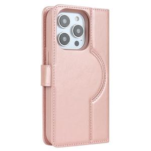 POYUFRG Magnetic Case for iPhone 16 Pro Max/16 Pro/16 Plus/16, Detachable Wallet Flip Leather Case with Card Holder Kickstand Cover,Pink,16