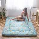 MAXYOYO Rustic Floral Korean Floor Mattress Japanese Futon, Foldable Roll Up Camping Lounger Couches and Sofas Mattress Topper Queen Size