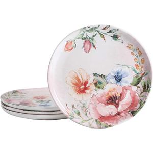 Bico Margret's Garden Dinner Plates Set of 4, 11 Inch Large Ceramic Plates for Pasta, Steak, Stylish Serving Dishes, Microwave and Dishwasher Safe, Gift for Housewarming and Thanksgiving