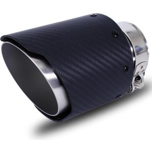 Carbon Fiber 2.5" Inlet to 4.0" Outlet Exhaust Tip, Universal Stainless Steel 2.5 inch Inlet Slant Cut Exhaust TailTip Tail Pipe with Clamp, 16cm/6.3" Overall Length