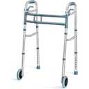 Walkers for Seniors - Aluminum Lightweight Walker with Wheels – Adjustable Walker Width and Height, Folding Walker with Arm Support Walker for Elderly Handicapped Disabled and 2 Wheels