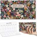 3 x ReliThick 7" x 6.5" 2026-2027 Pocket Calendar for Purse Small Monthly Planner Notebook PVC Cover Pocket Calendar Notepads Appreciation Present Gift for Women Mom Friend Teacher(Nature Floral)