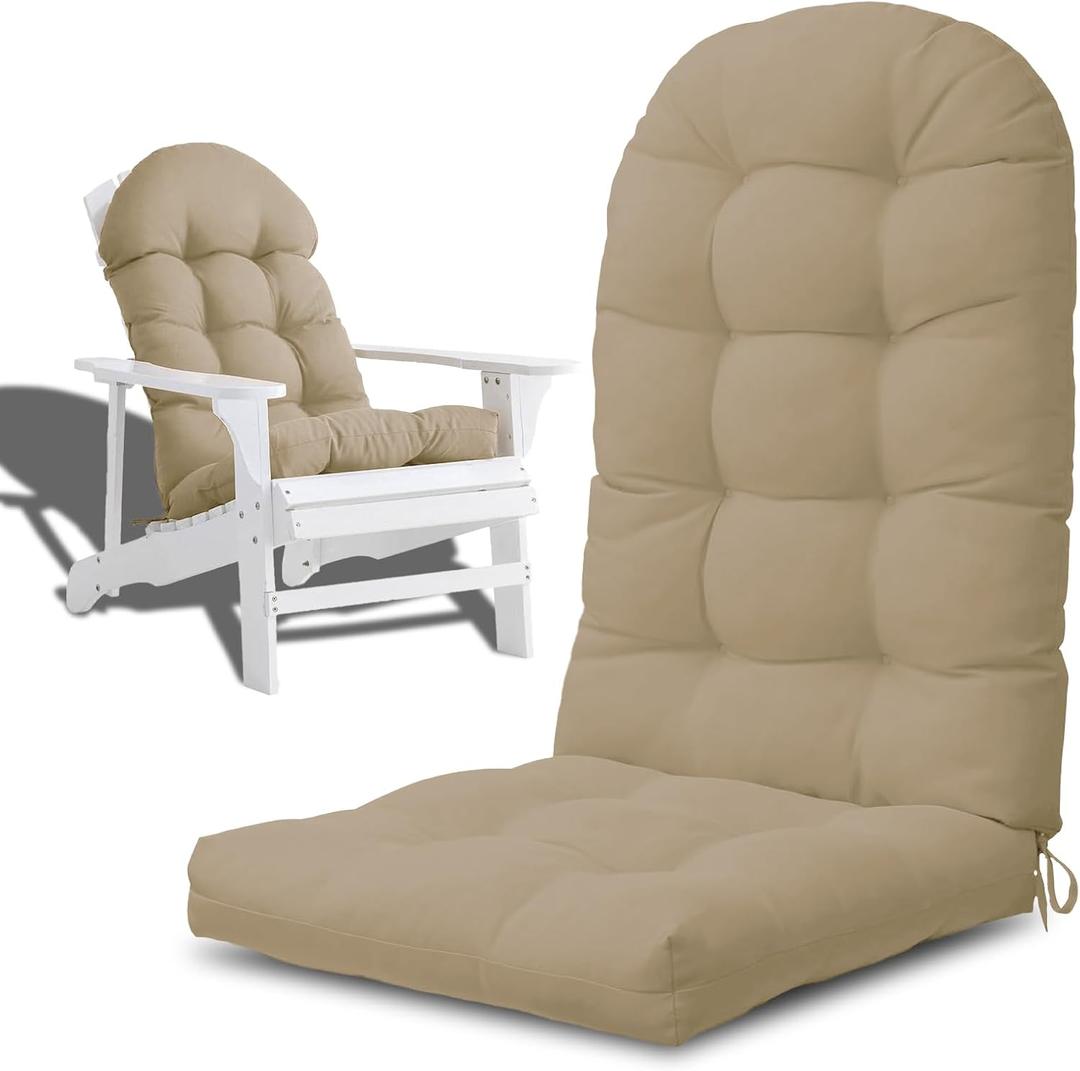 Adirondack Chair Cushion,High Back Rocking Chair Cushion,Thickened Patio Chair Pad for Indoor and Outdoor, Water Proof and Fade-Resistant (Khaki)