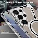 Magnetic for Samsung Galaxy S25 Ultra Leather Case,[Compatible with Wireless Charging] Business Luxury PU Leather Shockproof Protective Slim Phone Cover for Samsung Galaxy S25 Ultra(Beige)