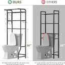 Simple Trending Over The Toilet Storage Cabinet, Metal Bathroom Shelf Organizer with Paper Holder and Hooks, 3 Tier, Black, 24.25"W x 13"D x 64"H