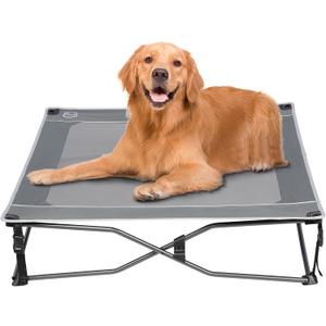 TIMBER RIDGE Outdoor Dog Bed, Cooling Elevated Pet Bed Portable Raised Dog Bed with Breathable Mesh, Dog Bed Foldable Dog Cot for Indoor & Outside, Grey