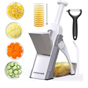 Safe Mandoline Slicer for Kitchen, Adjustable Thickness 0.1-8 mm, Professional Vegetable Slicer, Potato Slicer, Food Chopper French Fry Cutte, Mandolin, Chopping Artifact (just Slice, LightGray)