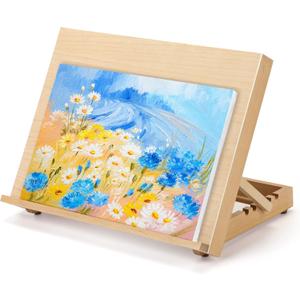 Adjustable Wood Tabletop Easels for Painting and Drawing Supplies - Portable Drafting Table & Art Stand, 5-Position Desk Easel with Smooth Art Board for Studio Sketching (16.5" x 12.5")