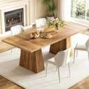 LITTLE TREE Dining Table for 6 People, Wooden Dining Table, Rectangle Table with Heavy Duty Legs, Modern Dining Table for Kitchen, Dining Room, Light Brown