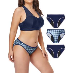 Neione Period Underwear Menstrual Panties High-Cut Cheeky Bikini Briefs Women Girls (3X-Large, 3-pk Mosaic)
