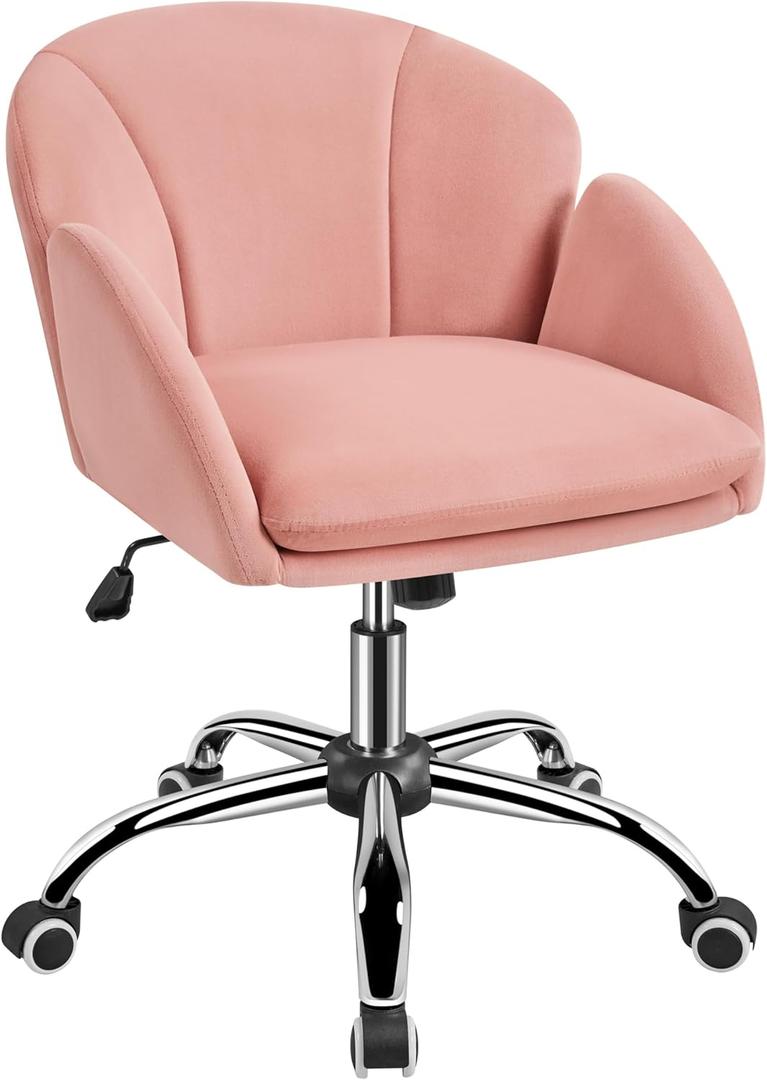 Yaheetech Pink Desk Chair Vanity Chair Comfy Velvet Chair Cute Desk Chair for Home Office Modern Swivel Rolling Chair for Bedroom, Living Room, Makeup Room Women Yaheetech Pink Desk Chair Vanity Chair Comfy Velvet Chair Cute Desk Chair for Home Office Modern Swivel Rolling Chair for Bedroom, Living Room, Makeup Room Women