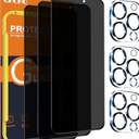 QHOHQ for iPhone 16 Pro Max Privacy Screen Protector + Camera Lens Protector, [Military Grade Shatterproof], Top 9H+ Anti Spy Glass, Full Edge Coverage, Ultra Durable,with Installation Tool [3+3 Pack]