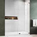 Shower Glass Door, 24" W x 76" H Framless Bathroom Glass Shower Door Screen in Matte Black 5/16"(8mm) Clear Tempered Glass with Fixed Clamps Simple Single Panel for Bathroom