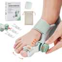 Bunion Corrector, Adjustable Bunion Corrector for Women Big Toe, Fix Device with Knob and 3 Angled Plates, Straightener with Silicone Pad, Big Toe Separator for Relief, Medium Strap, 1 PCS (Green)