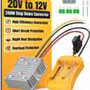 20V to 12V Step Down Converter Compatible with DeWalt 20V Battery, DC Voltage Regulator 12V 20A 240W Automatic Buck Converter with 30A Fuse & Wire Terminal