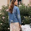 EVALESS Womens Boyfriend Washed Crop Denim Jean Jacket Coat (Blue, L)