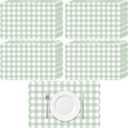 60 Pcs Sage Green Gingham Party Supplies Gift Disposable Scalloped Table Placemat 17.7 X11.8 Inch Decorative Paper Mats Bulk for Table Setting Dining Wedding Christmas Bridal Baby Shower