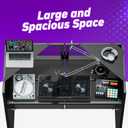 YooKoo Foldable DJ Booth with Two Top Trays, Tool-Free Assembly, DJ Table with White & Black Scrims, Metal Frame DJ Facade, DJ Stand with Cable Hole and Carry Bag, for Parties & Events & Small Studios