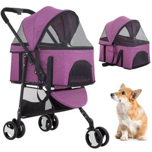 FDW | 3-Wheel Foldable Pet Stroller | Purple | Lightweight & Portable