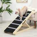 Wooden Adjustable Pet Ramp for All Dogs and Cats - Non Slip Carpet Surface and Foot Pads - 40" Long and Adjustable from 12 to 26 - Up to 200LBS - Folding Dog Car Ramps for SUV, Bed, Couch (Burlywood(grey))
