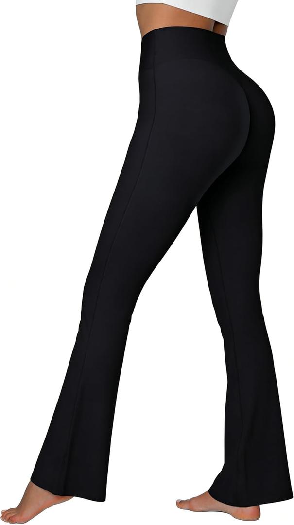 Sunzel Sunzfly Invisible Butt Scrunch Flare Leggings for Women, Mini Flared Yoga Pants with Tummy Control and High Waist (XL)