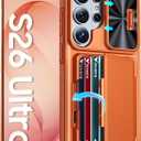Vizvera for Samsung Galaxy S26 Ultra Case Wallet RFID [Cards Holder][Camera Cover][Edge Raised] Full Body Rugged Shockproof Silicone Phone Case for Galaxy S26 Ultra 6.9" 2026, Spritz Orange