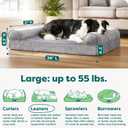 Furhaven Orthopedic Dog Bed for Large/Medium Dogs w/ Removable Bolsters & Washable Cover, For Dogs Up to 55 lbs - Faux Fur & Velvet Sofa - Smoke Gray, Large