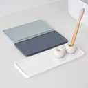 Ceramic Tray, White, Large Rectangle Bathroom Kitchen Tray for Jewelry, Towel, Candles, Soap - 10.23 x 3.54 x 1.18 inches