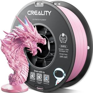 Official Creality PETG 3D Printer Filament 1.75mm 1KG (2.2lbs), High Precision, Strong Toughness, Odorless, Better Flow, Moisture proof 3D Printing CR PETG Filament, Pink