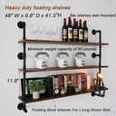 Industrial Pipe Wall Shelves Pipe Shelving with Real Wood Plank 48 Inches, 48 inch 3 tier