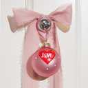 DN DECONATION 12Pcs Valentines Day Ball Ornaments, Pink Red Glass Ball Ornament with Rose Heart Love for Valentine's Tree Decor Wedding Party Supplies Hanging Baubles Decoration