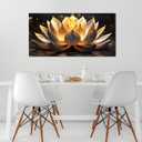 TYTAUPT Lotus Flower Wall Art Gold Brown Canvas Prints Decor, 48"L x 24"W