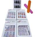 Press on Nails with Designs, Fake Nails Medium Long, 5 Packs (120 Pcs), French Tip Soft Gel Nails, Almond, Frosted, Bright-Diamond, Leopard-Print, Personal Fashion, Glue on Nails Kit