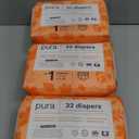 Pura Hypoallergenic Diapers, Size 1 (4-11lbs), Newborn, Totally Chlorine Free, Wetness Indicator, Suitable for Sensitive Skin, Soft Organic Cotton Comfort, Overnight, 3 Packs of 32 (96 Baby Diapers)