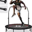 KENSONE 40"/48" Foldable Mini Trampoline, Indoor Trampoline for Kids, Adults Indoor/Garden Workout, Fitness Rebounder with Adjustable Foam Handle, Max Load 330/450 lbs