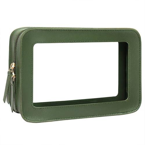 Clear Makeup Bag Organizer, TSA Approved Portable Travel Toiletry Bag Clear Cosmetic Bag Case Small Make Up Bag Mini Makeup Pouch for Purse Transparent Car Essentials for Women Men (Green)