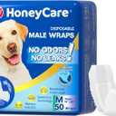 HONEY CARE All-Absorb A25 Male Dog Wrap, 50 Count, Medium, White