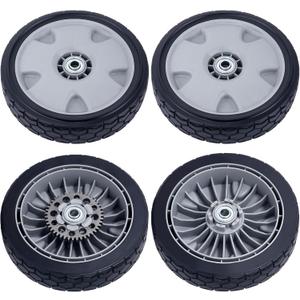 CheeMuii 4 Pcs 9" HRX217 Lawn Mower Wheels Kit 2 Rear Wheels Replace for 42710-VH7-010ZA and 2 Front Wheels Replace for 44710-VH7-010ZA Fit for Honda HRX217 HRR216 Lawnmowers