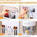 Toothbrush Holder Wall Mounted with Automatic Toothpaste Dispenser, Dustproof Flip Cover and Inverted Cup Slots, Multi-Functional No-Drill Bathroom Organizer for Family, Space Saver (3 Cups)