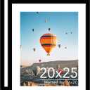 JCJMY 20x25 Picture Frame with 16x20 Mat Set of 2, Display Photo 16x20 with Mat or 20 x 25 Without Mat, Wall Hanging Large 20 by 25 Poster Frame with Plexiglass, 2 Pack, Black