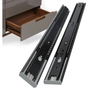 homdiy 22 Inch Soft Close Drawer Slides 1 Pair Furniture Replacement Parts,3 Section Full Extension Side Mount Ball Bearing Rails Drawer Slides for Cabinet 100 LB Capacity(Black)